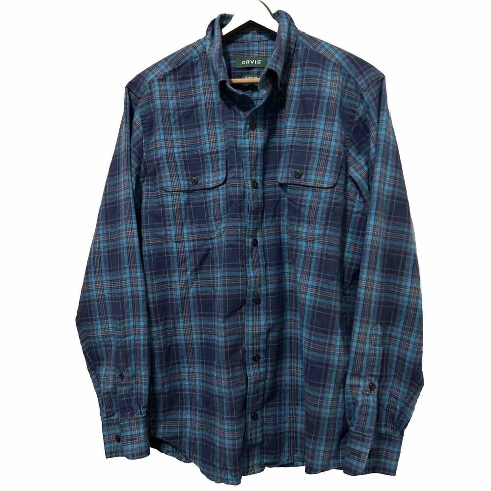 Orvis Classic Fit Plaid Flannel Long Sleeve Button Down Medium Triblend
